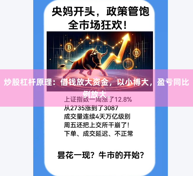 炒股杠杆原理：借钱放大资金，以小博大，盈亏同比例放大。